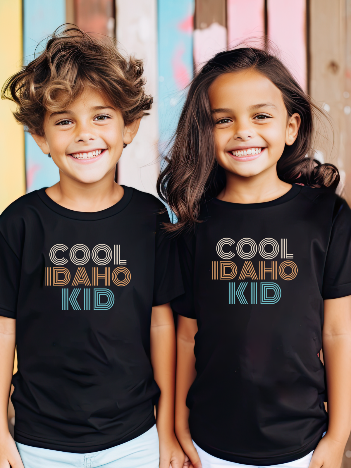 Idaho Cool Kid on a black Idaho made t-shirt. The perfect Idaho apparel, and sold only at TatorJo.