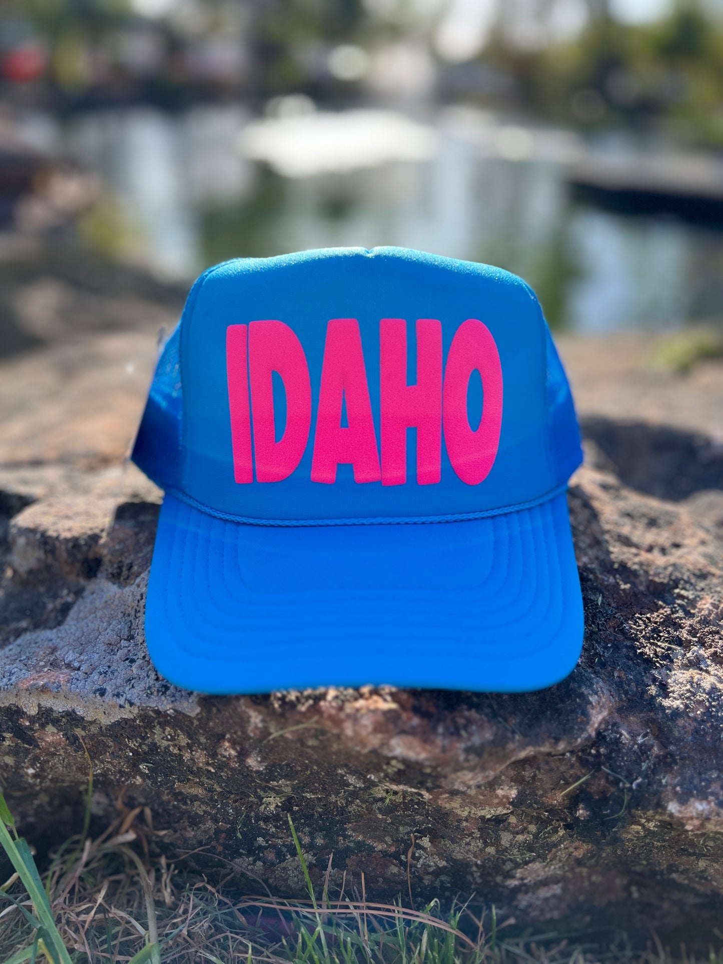 Idaho Puff Print Hat - Seafoam/Hot Pink Puff