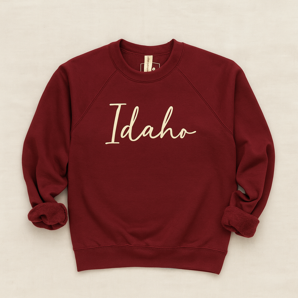 Idaho sweatshirt with Idaho on it, cute, cozy and Idaho