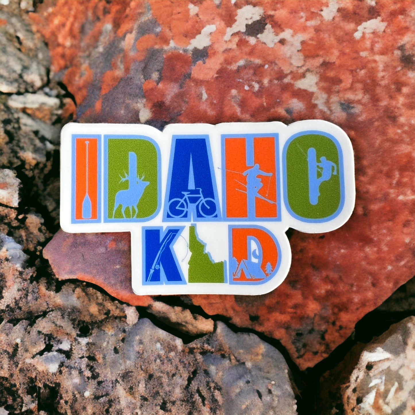 This Idaho Adventure sticker is made for Idahoans. Idaho stickers are durable, weatherproof and ready for your Idaho adventures. This sticker is designed by TatorJo, an Idaho apparel company.