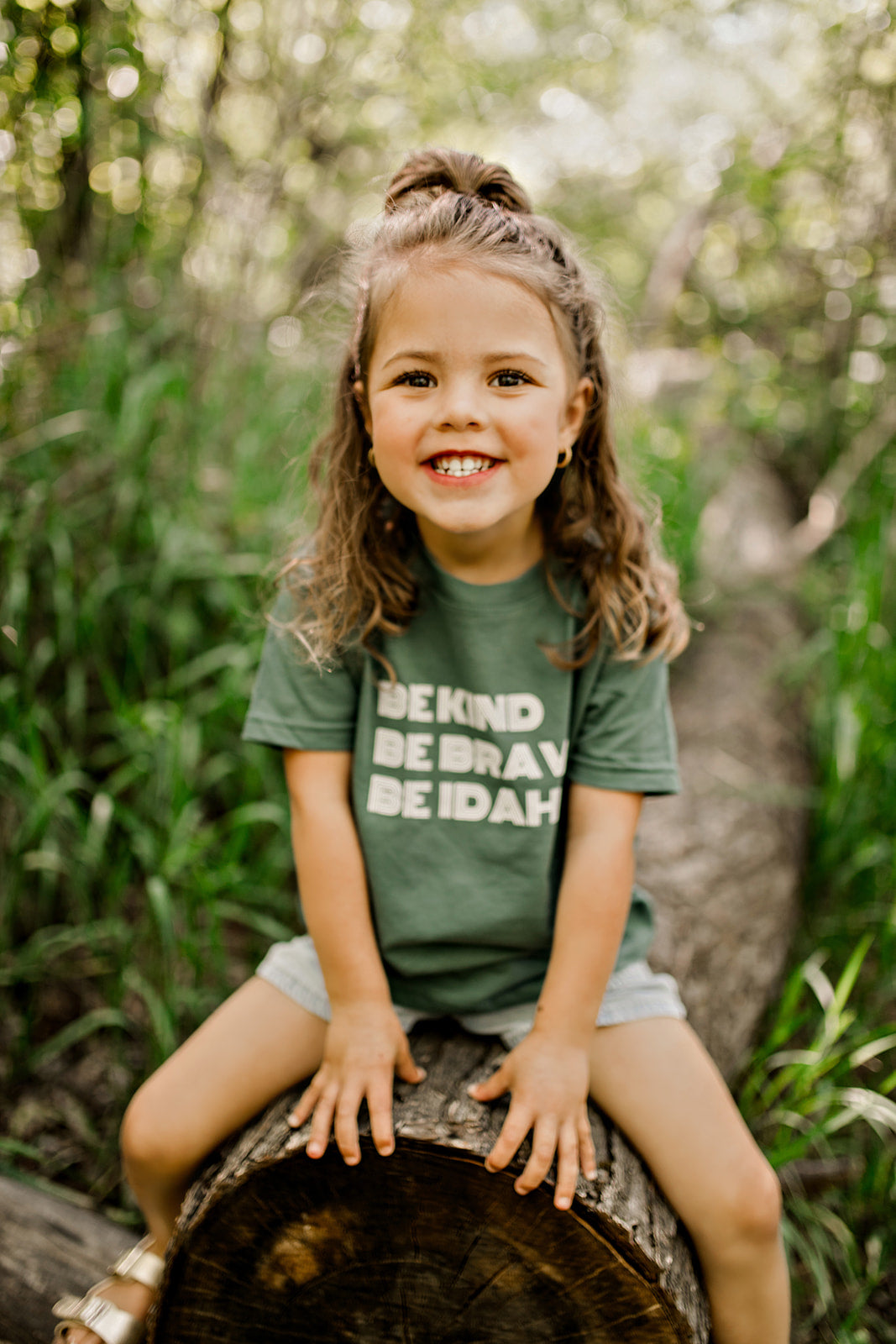 Idaho t Shirts, apparel for Idaho Kids. Apparel for Idahoans. This idaho T shirt says Be Kind, Be Brave, Be Idaho. It's focus is to bring love and kindness to Idaho. 