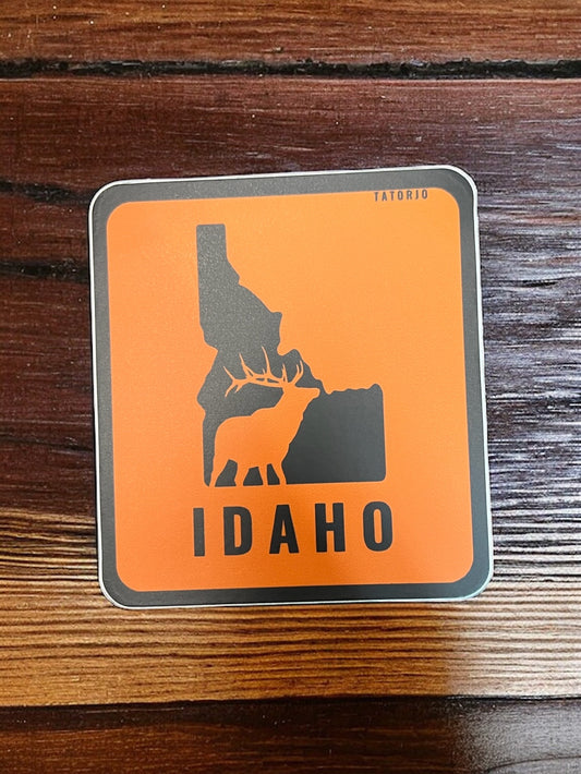 Idaho Stickers. Idaho Wildlife Sticker. This Idaho Elk Sticker is beautiful with a silhoutte elk in the Idaho. This elk sticker represents the Idaho Wildlife and Adventures. Idaho Stickers are designed right here in Idaho by TatorJo